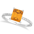 Emerald Citrine & Diamond Hidden Halo Engagement Ring Palladium (2.93ct)