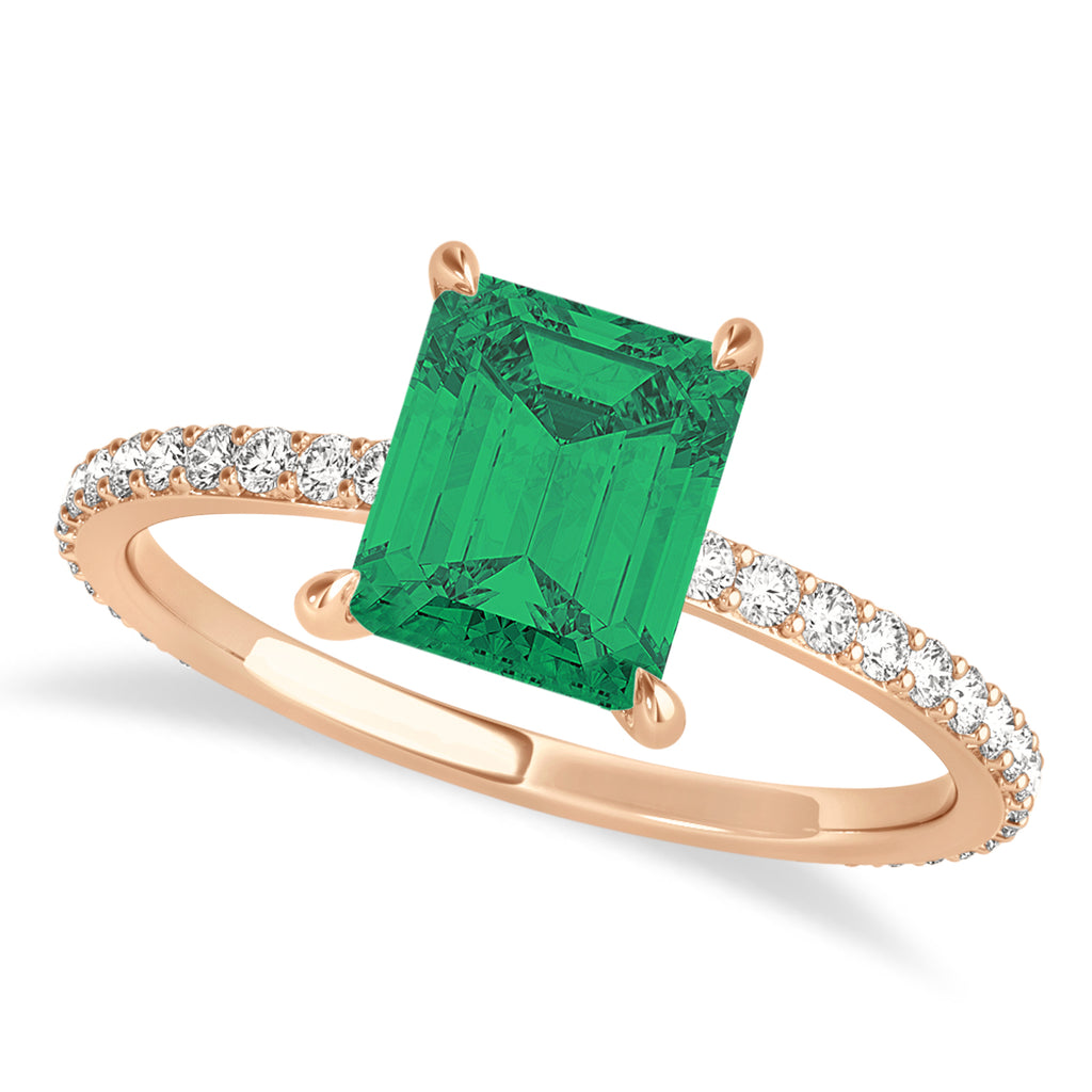 Emerald Emerald & Diamond Hidden Halo Engagement Ring 14k Rose Gold (2.93ct)
