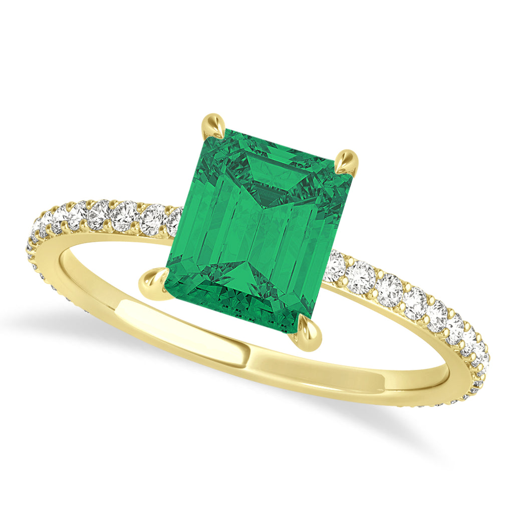 Emerald Emerald & Diamond Hidden Halo Engagement Ring 14k Yellow Gold (2.93ct)