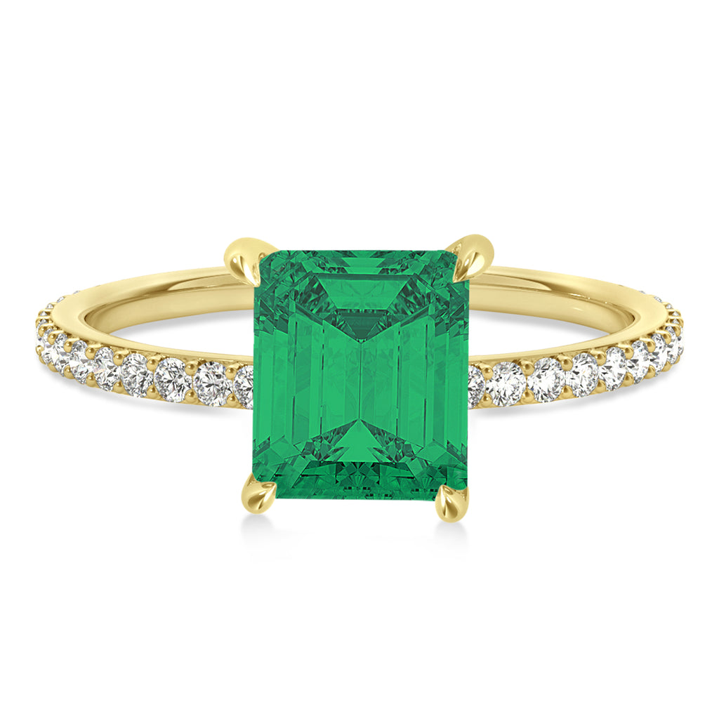 Emerald Emerald & Diamond Hidden Halo Engagement Ring 14k Yellow Gold (2.93ct)