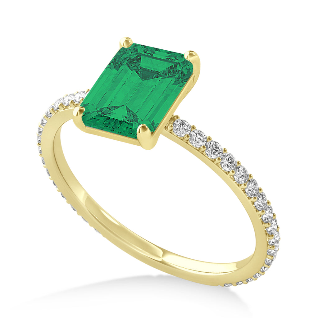 Emerald Emerald & Diamond Hidden Halo Engagement Ring 14k Yellow Gold (2.93ct)