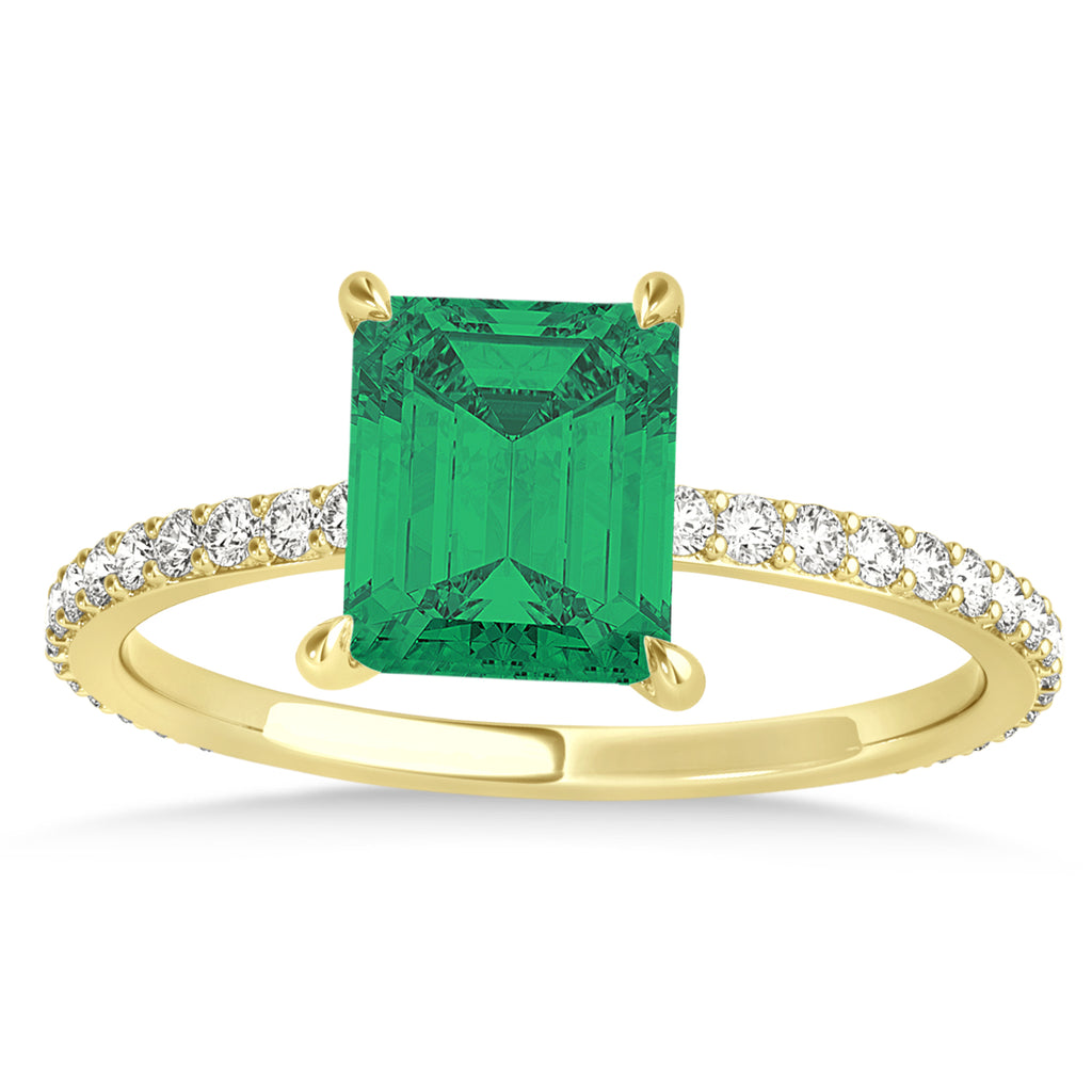 Emerald Emerald & Diamond Hidden Halo Engagement Ring 14k Yellow Gold (2.93ct)