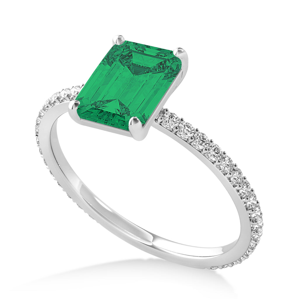 Emerald Emerald & Diamond Hidden Halo Engagement Ring Palladium (2.93ct)