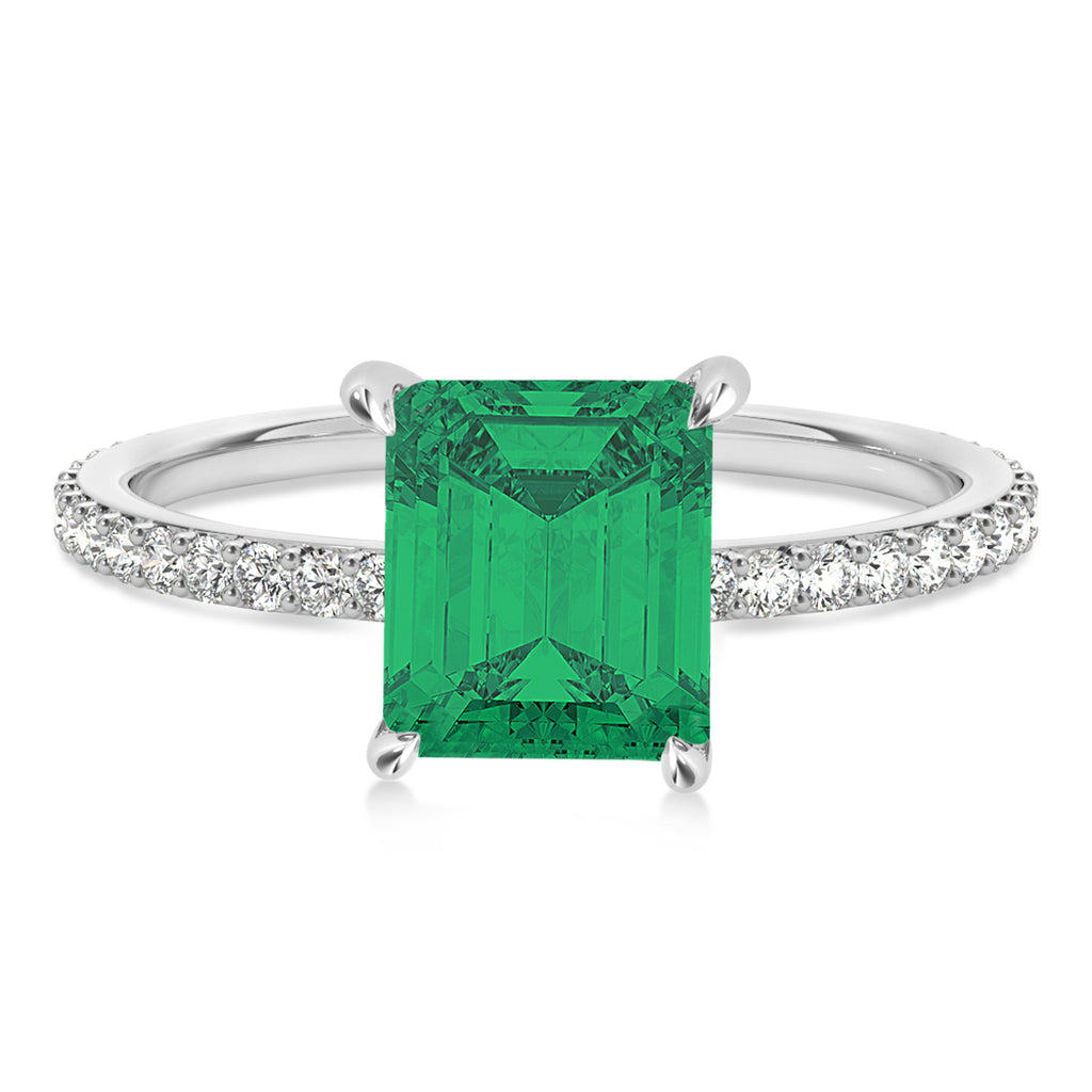 Emerald Emerald & Diamond Hidden Halo Engagement Ring Platinum (2.93ct)