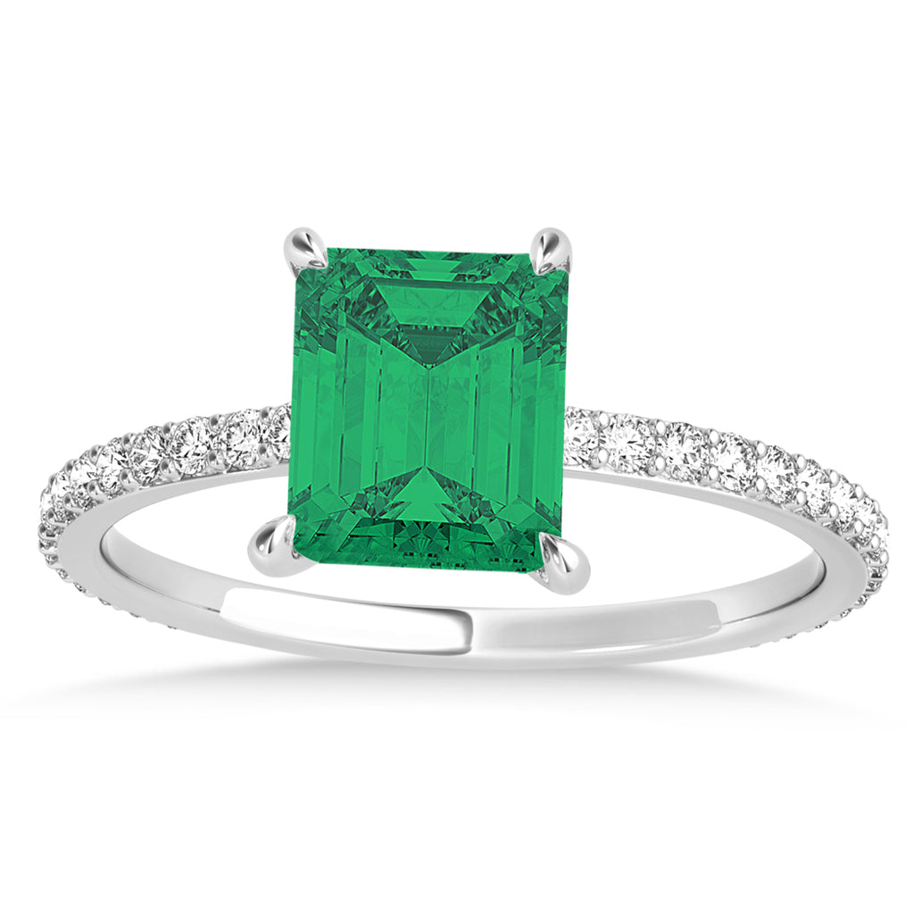 Emerald Emerald & Diamond Hidden Halo Engagement Ring Platinum (2.93ct)