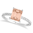 Emerald Morganite & Diamond Hidden Halo Engagement Ring Palladium (2.93ct)