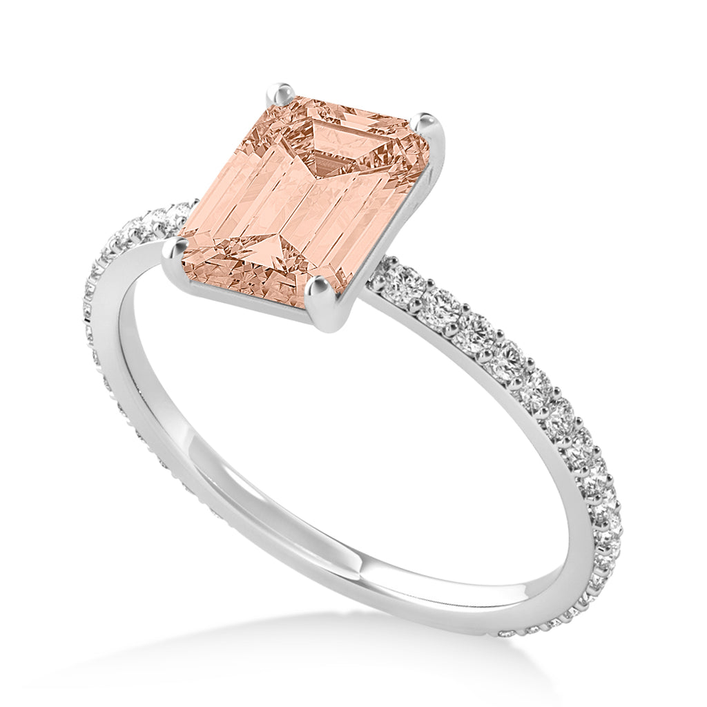 Emerald Morganite & Diamond Hidden Halo Engagement Ring Platinum (2.93ct)