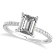 Emerald Moissanite & Diamond Hidden Halo Engagement Ring 18k White Gold (2.93ct)