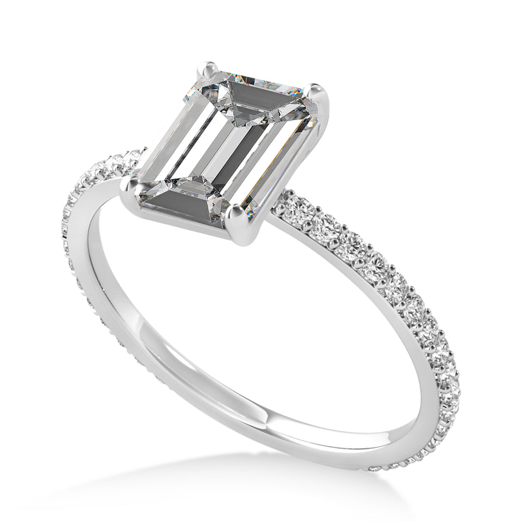 Emerald Moissanite & Diamond Hidden Halo Engagement Ring Platinum (2.93ct)