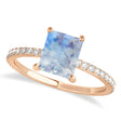Emerald Moonstone & Diamond Hidden Halo Engagement Ring 14k Rose Gold (2.93ct)