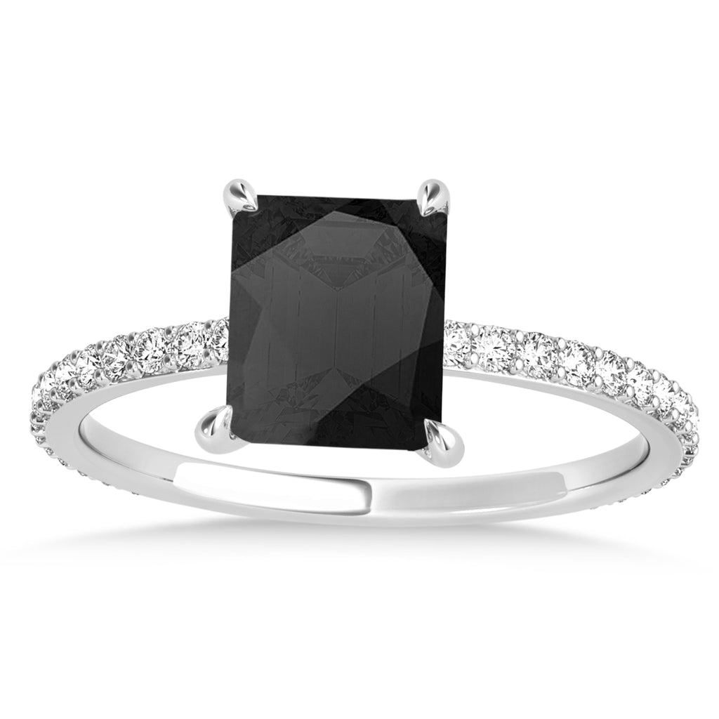 Emerald Onyx & Diamond Hidden Halo Engagement Ring 14k White Gold (2.93ct)