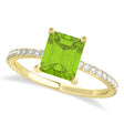 Emerald Peridot & Diamond Hidden Halo Engagement Ring 14k Yellow Gold (2.93ct)