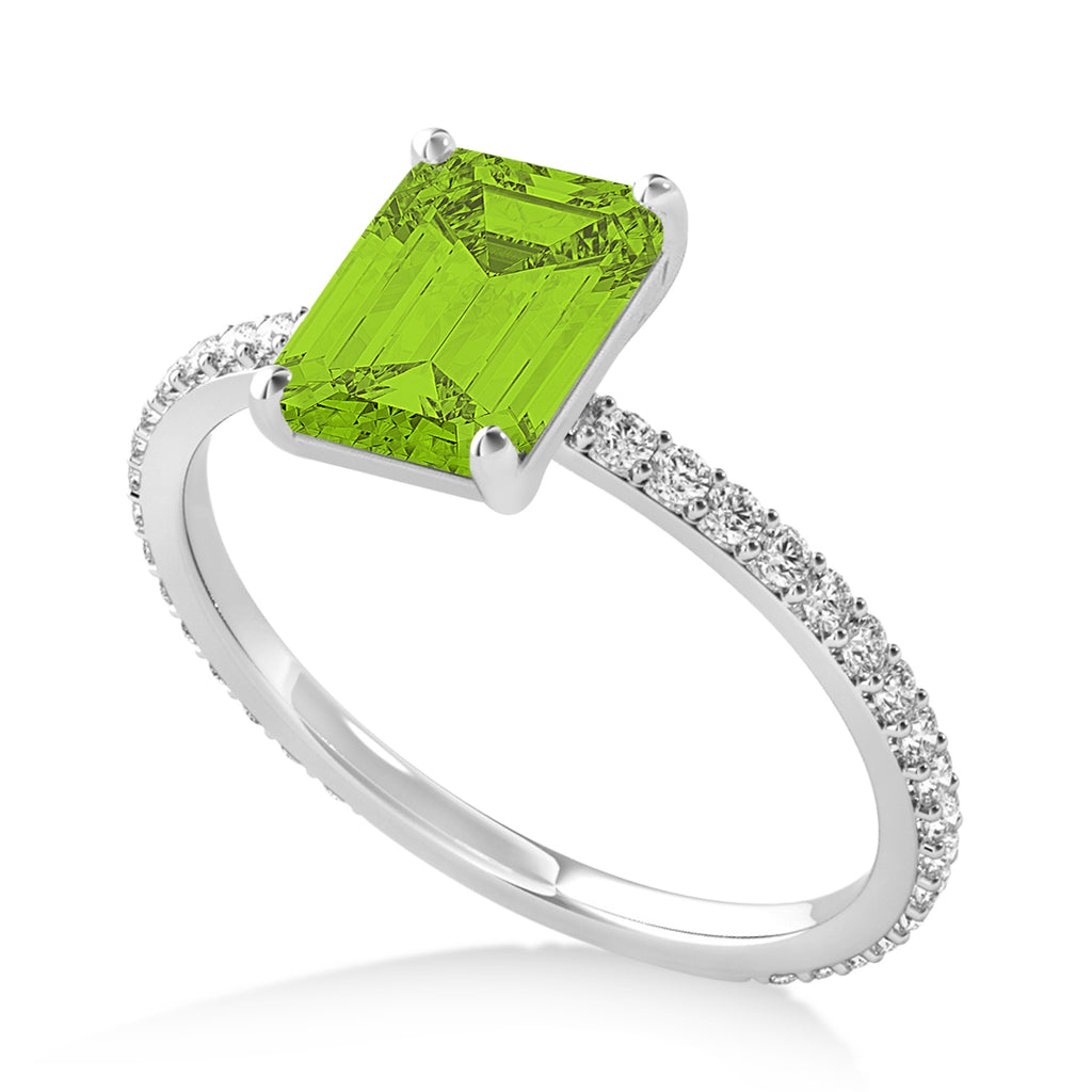 Emerald Peridot & Diamond Hidden Halo Engagement Ring Platinum (2.93ct)