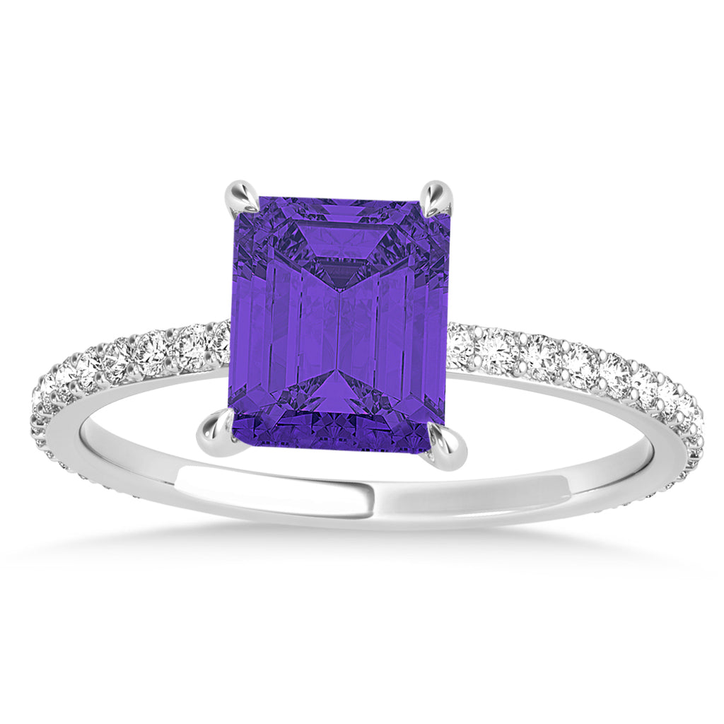 Emerald Tanzanite & Diamond Hidden Halo Engagement Ring Platinum (2.93ct)
