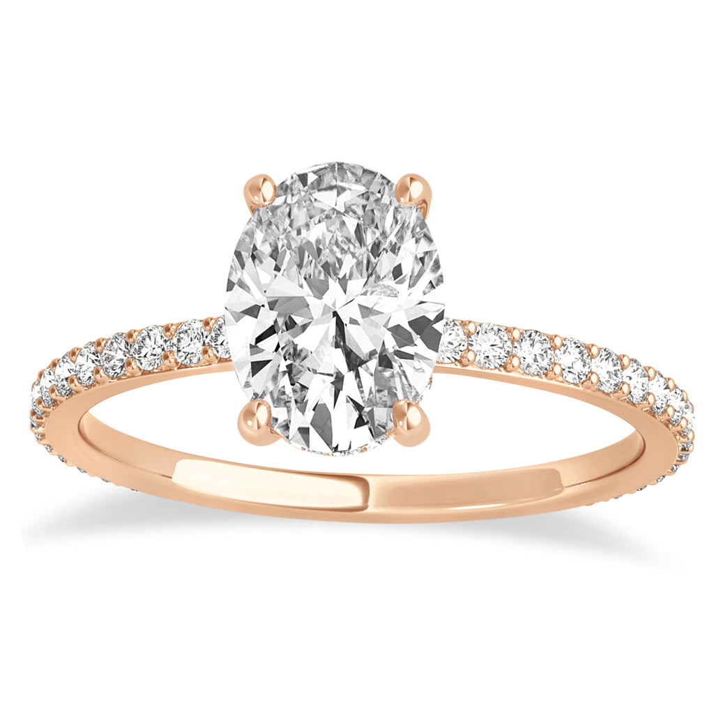 Oval Diamond Hidden Halo Engagement Ring 18k Rose Gold (1.00ct)
