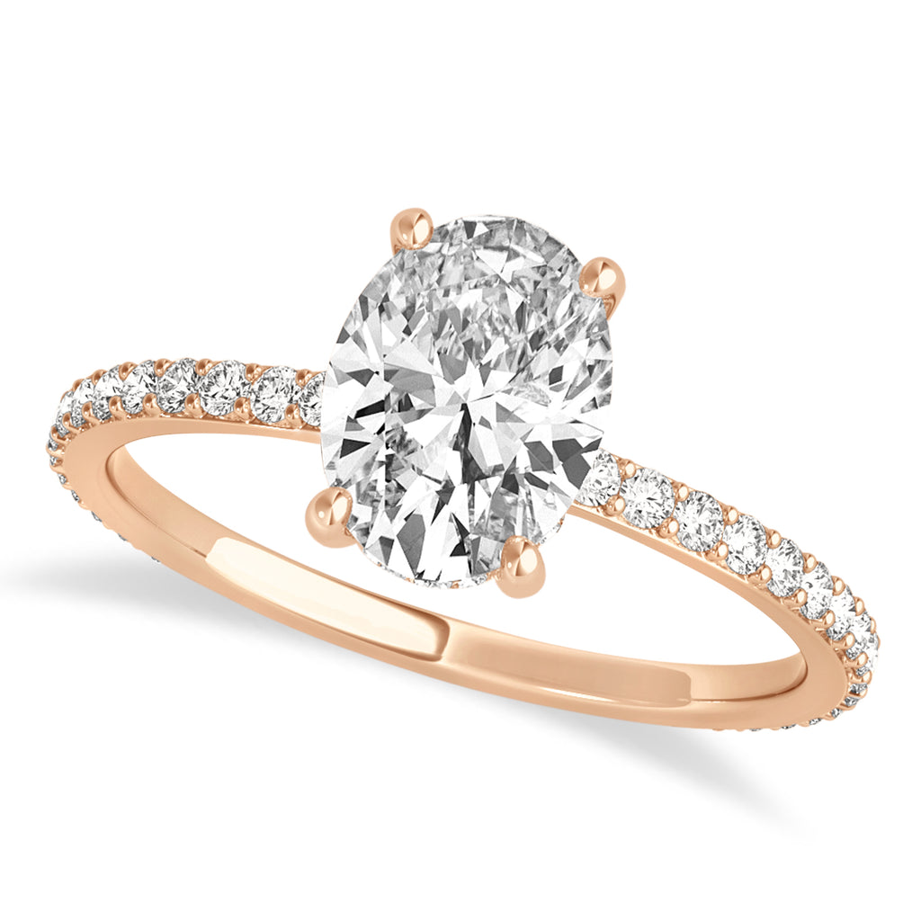 Oval Diamond Hidden Halo Engagement Ring 14k Rose Gold (1.50ct)