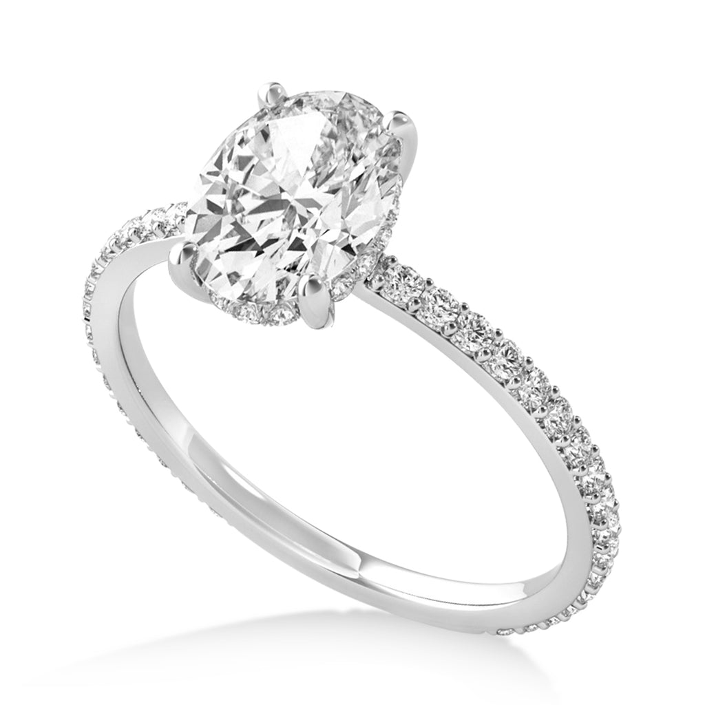 Oval Diamond Hidden Halo Engagement Ring 18k White Gold (1.50ct)