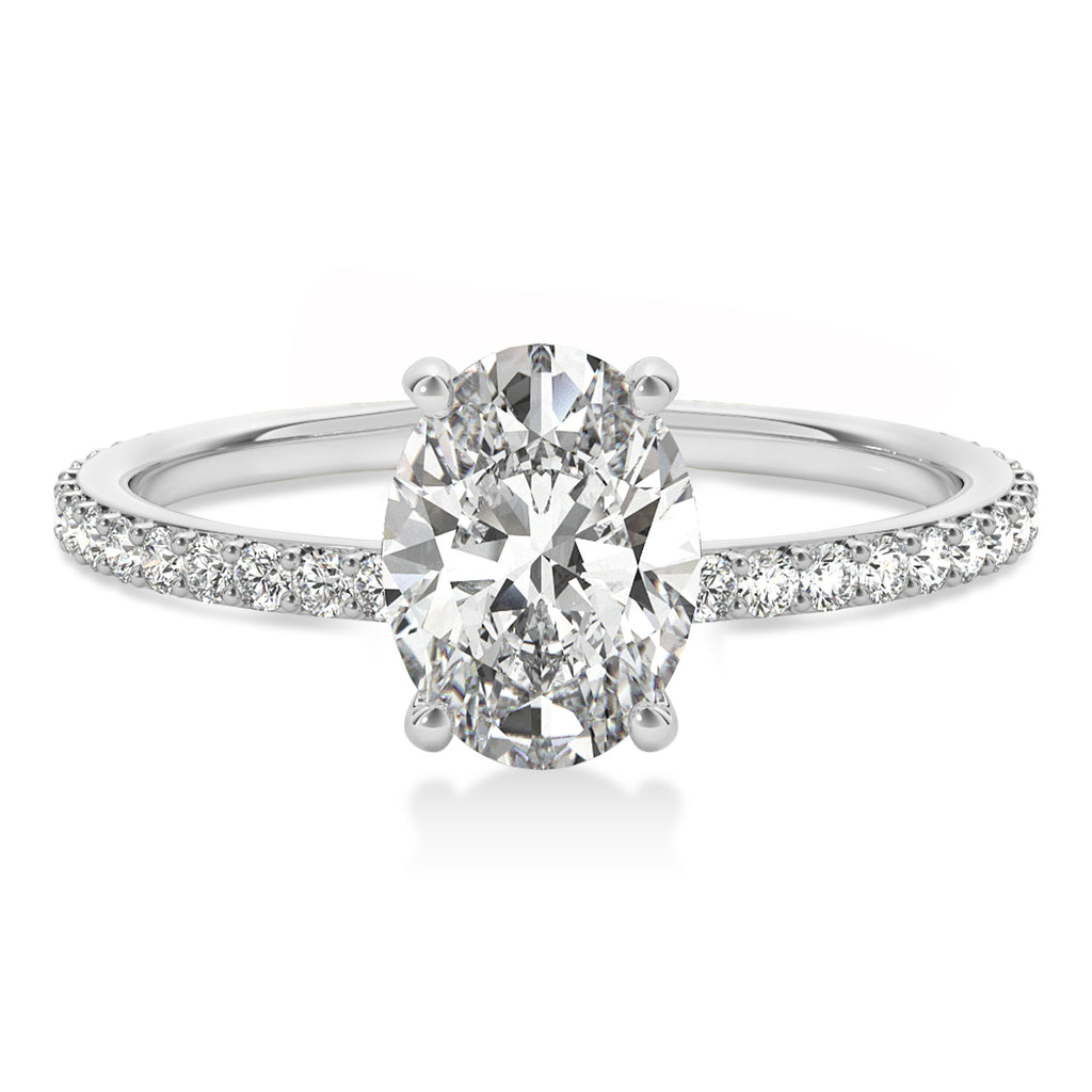 Oval Diamond Hidden Halo Engagement Ring Palladium (2.50ct)