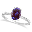 Oval Alexandrite & Diamond Hidden Halo Engagement Ring 18k White Gold (0.76ct)