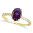 Oval Alexandrite & Diamond Hidden Halo Engagement Ring 18k Yellow Gold (0.76ct)