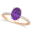 Oval Amethyst & Diamond Hidden Halo Engagement Ring 18k Rose Gold (0.76ct)