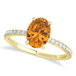 Oval Citrine & Diamond Hidden Halo Engagement Ring 14k Yellow Gold (0.76ct)