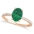 Oval Emerald & Diamond Hidden Halo Engagement Ring 18k Rose Gold (0.76ct)