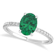 Oval Emerald & Diamond Hidden Halo Engagement Ring Palladium (0.76ct)