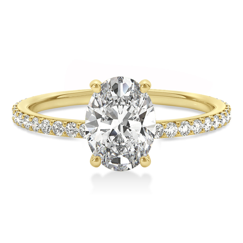 Oval Lab Diamond Hidden Halo Engagement Ring 14k Yellow Gold (1.00ct)