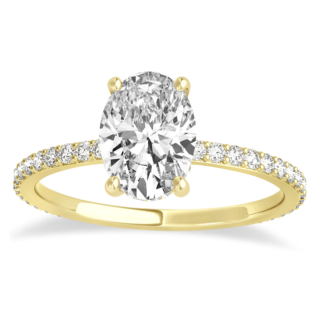 Oval Lab Diamond Hidden Halo Engagement Ring 14k Yellow Gold (1.00ct)