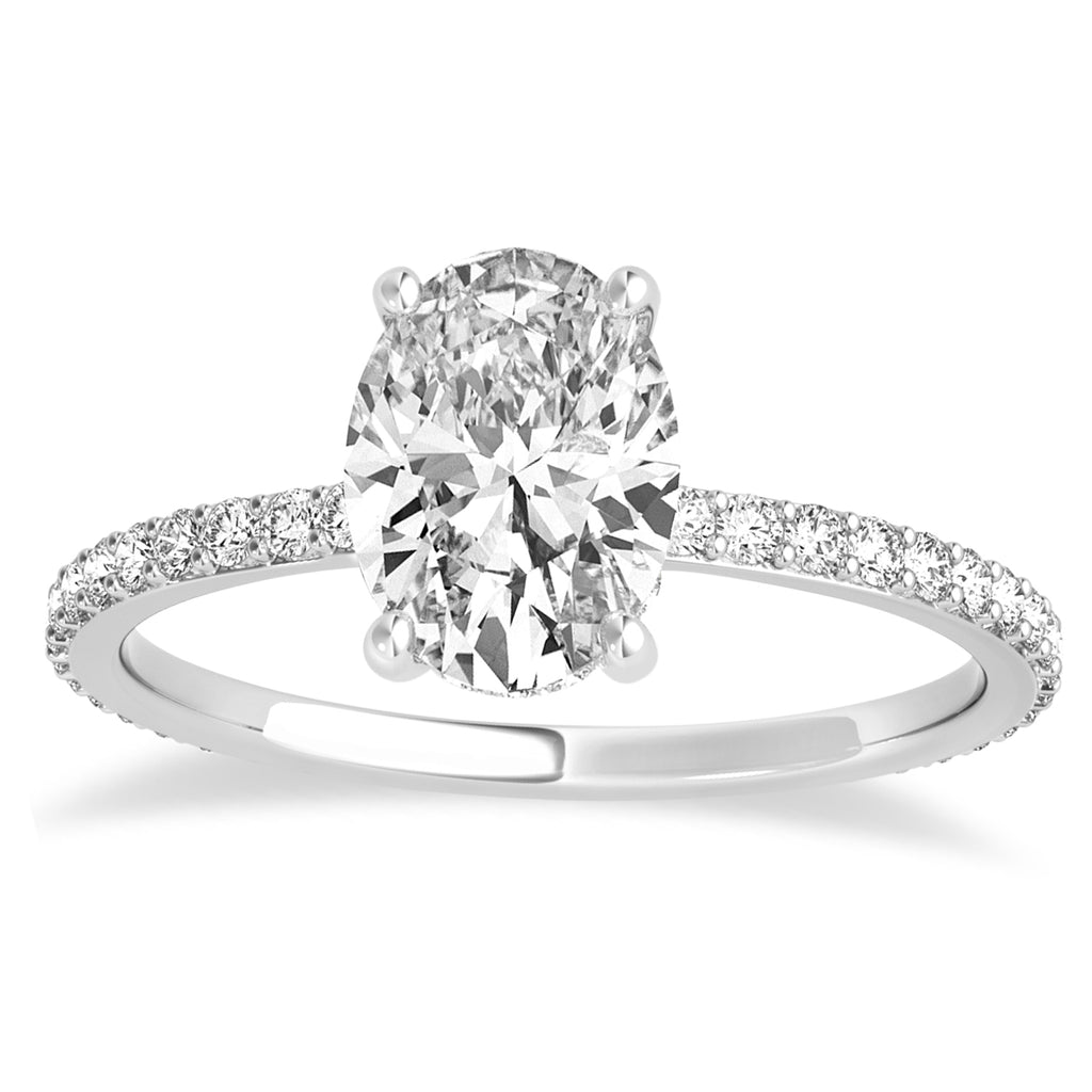 Oval Lab Grown Diamond Hidden Halo Engagement Ring Platinum (3.00ct)