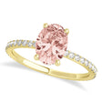 Oval Morganite & Diamond Hidden Halo Engagement Ring 14k Yellow Gold (0.76ct)