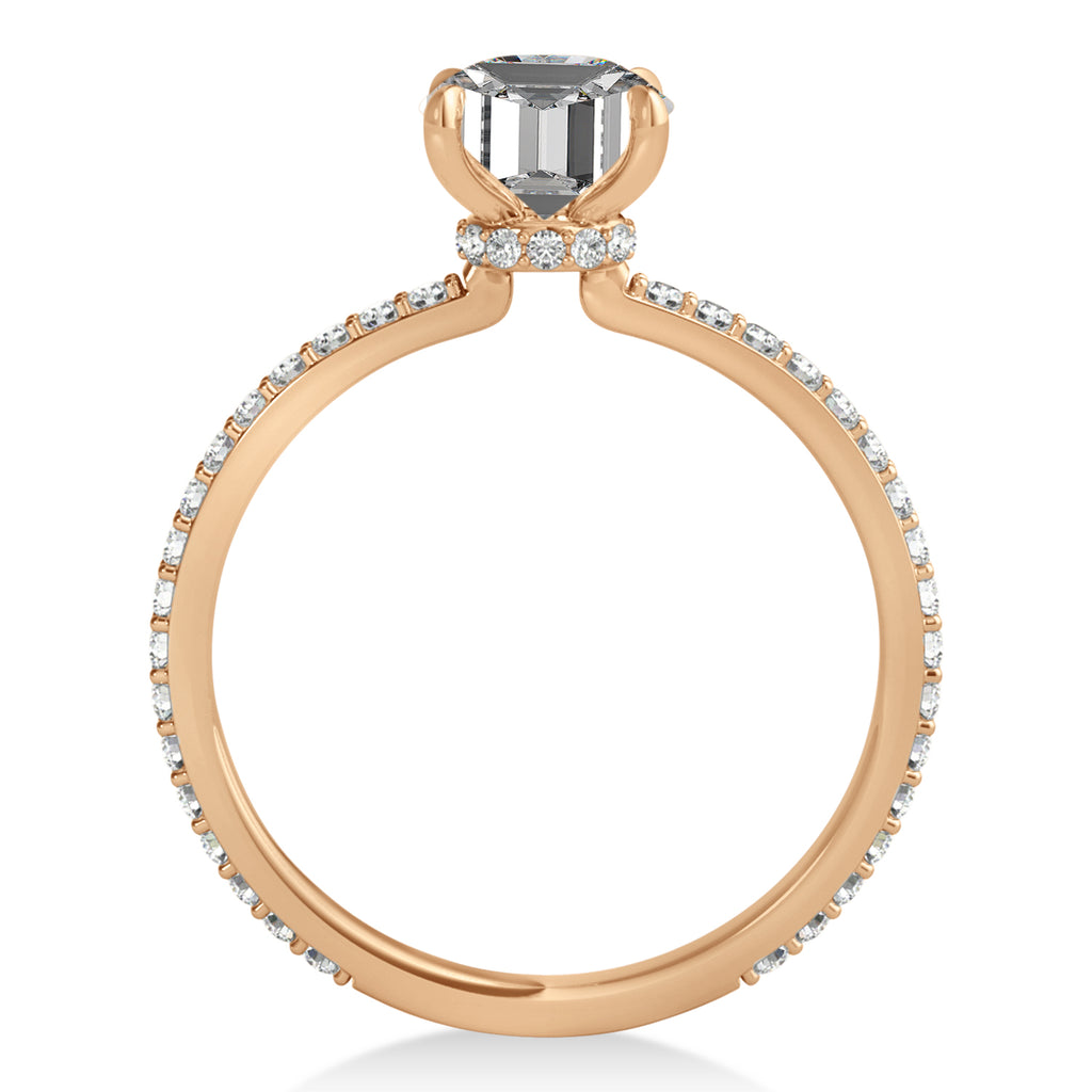 Oval Moissanite & Diamond Hidden Halo Engagement Ring 14k Rose Gold (0.76ct)