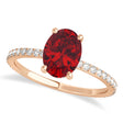 Oval Ruby & Diamond Hidden Halo Engagement Ring 14k Rose Gold (0.76ct)