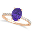 Oval Tanzanite & Diamond Hidden Halo Engagement Ring 14k Rose Gold (0.76ct)