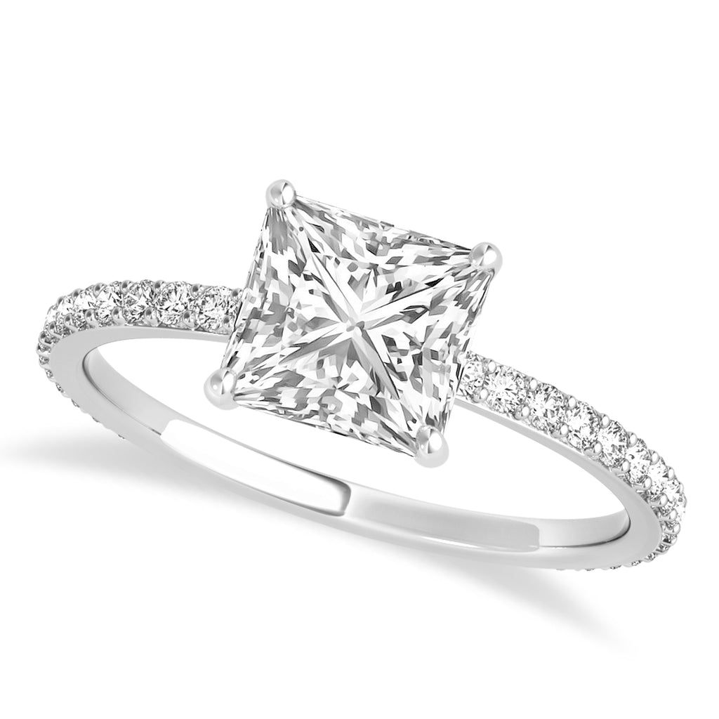 Princess Diamond Hidden Halo Engagement Ring 18k White Gold (0.89ct)