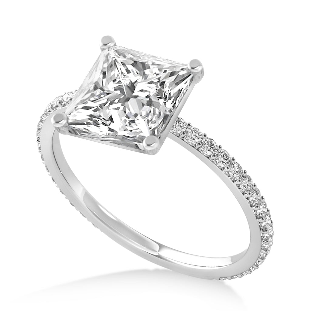 Princess Diamond Hidden Halo Engagement Ring 18k White Gold (0.89ct)