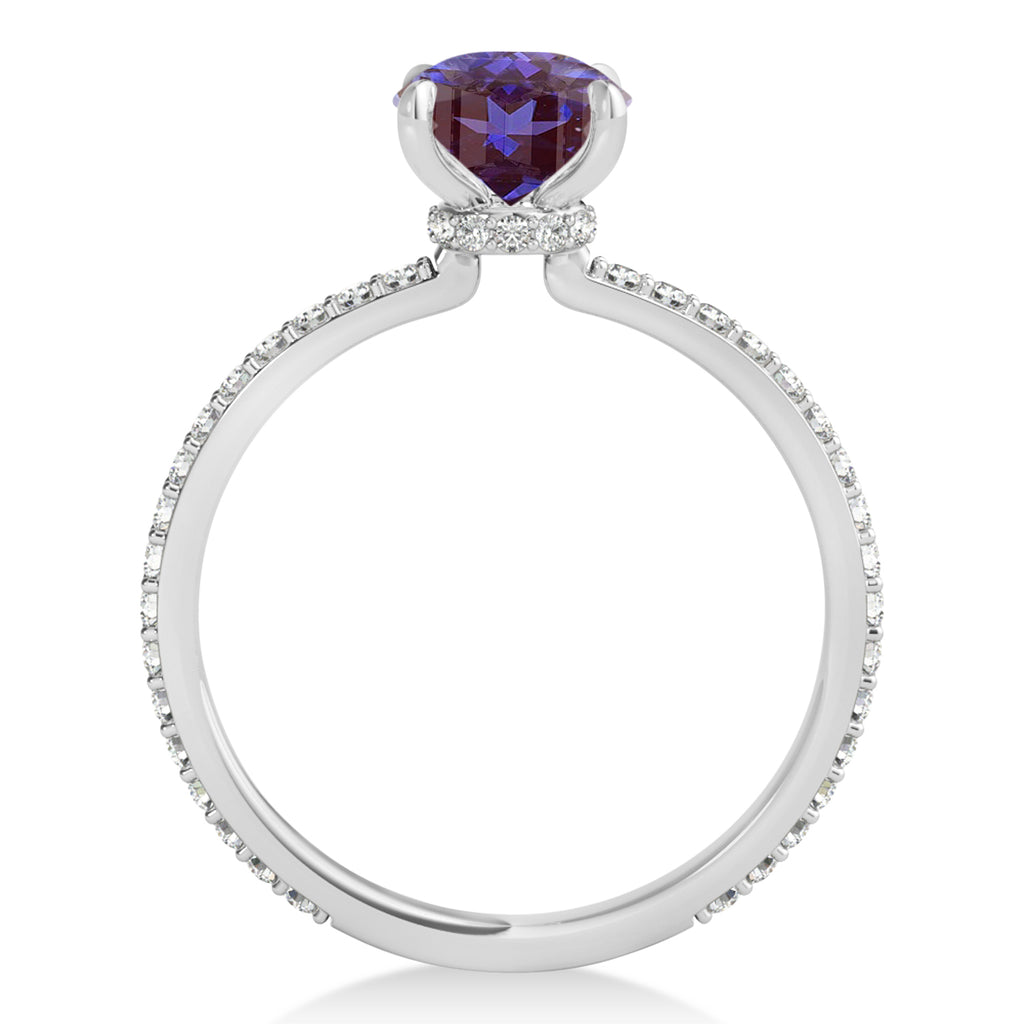 Princess Alexandrite & Diamond Hidden Halo Engagement Ring Platinum (0.89ct)