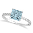 Princess Aquamarine & Diamond Hidden Halo Engagement Ring 18k White Gold (0.89ct)