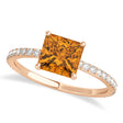Princess Citrine & Diamond Hidden Halo Engagement Ring 18k Rose Gold (0.89ct)