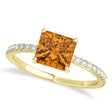 Princess Citrine & Diamond Hidden Halo Engagement Ring 18k Yellow Gold (0.89ct)
