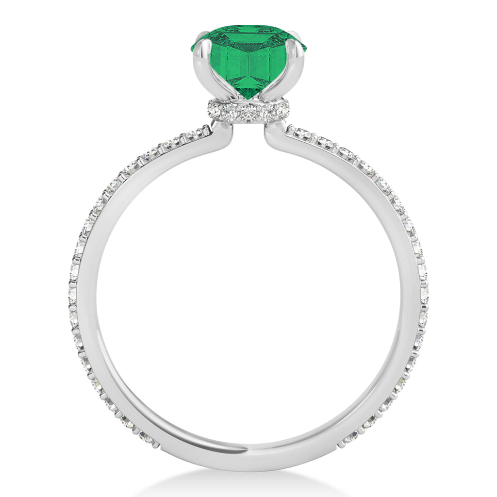 Princess Emerald & Diamond Hidden Halo Engagement Ring Palladium (0.89ct)