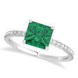 Princess Emerald & Diamond Hidden Halo Engagement Ring Platinum (0.89ct)
