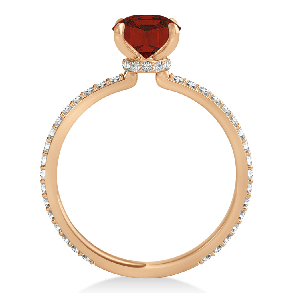 Princess Garnet & Diamond Hidden Halo Engagement Ring 18k Rose Gold (0.89ct)