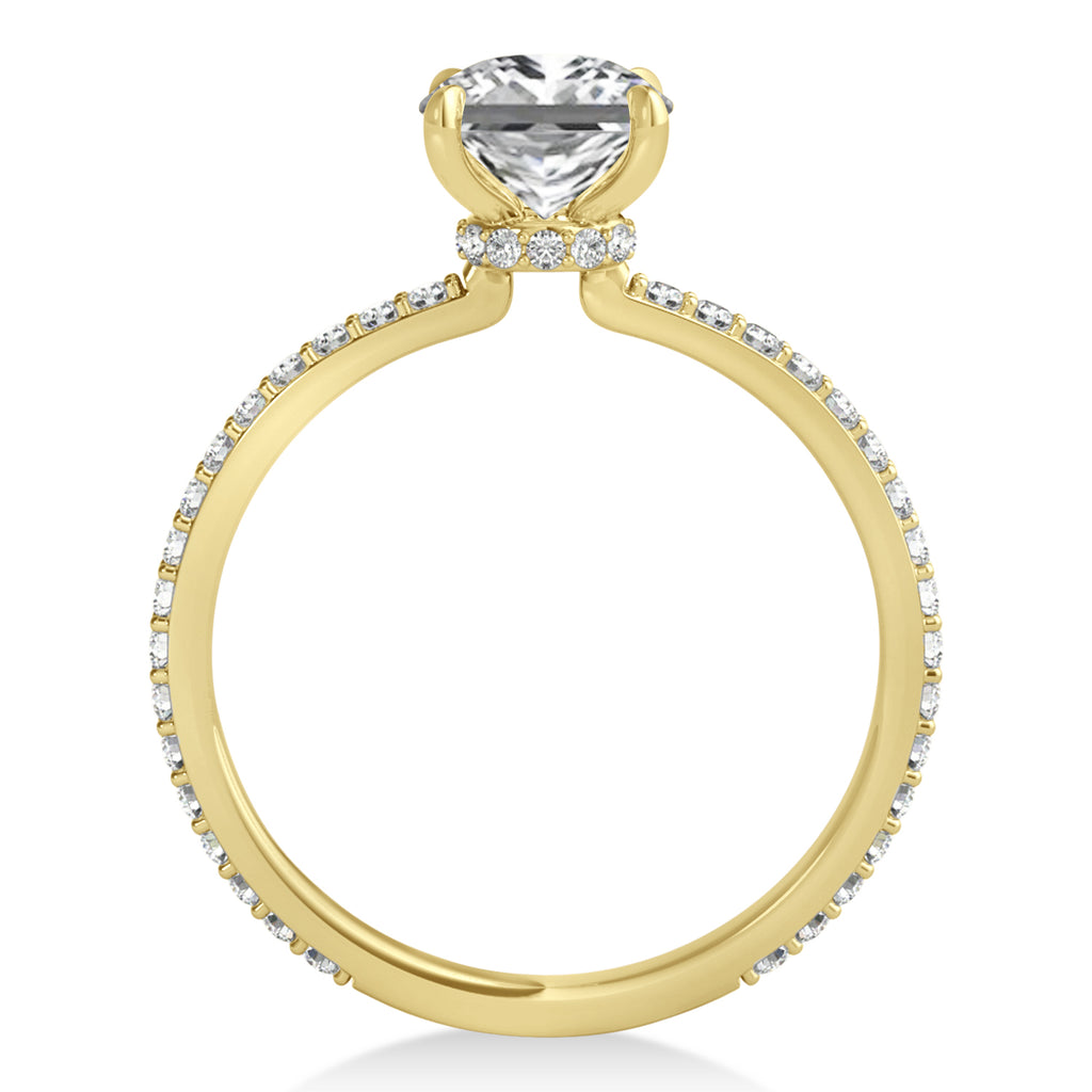 Princess Lab Diamond Hidden Halo Engagement Ring 14k Yellow Gold (0.89ct)