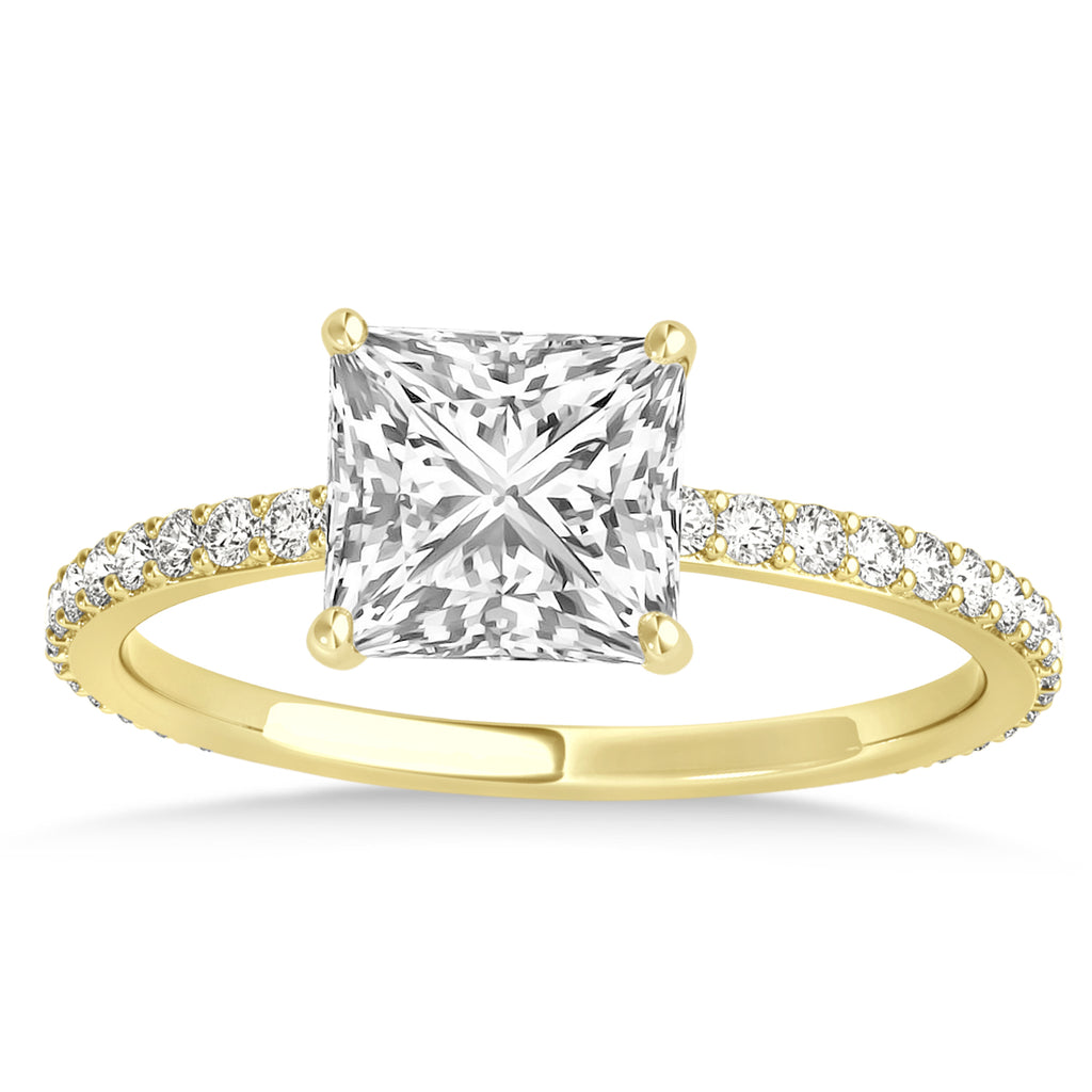 Princess Lab Diamond Hidden Halo Engagement Ring 14k Yellow Gold (0.89ct)