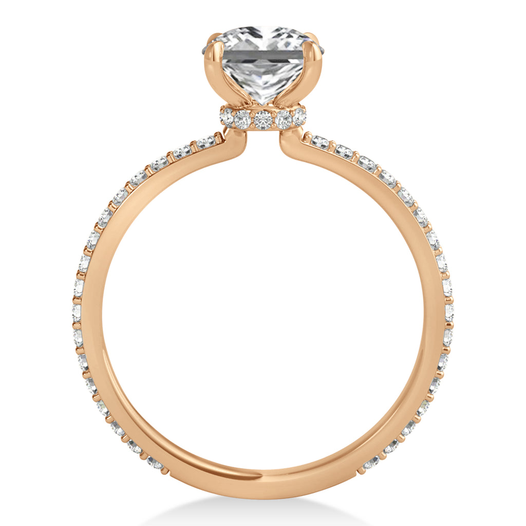 Princess Lab Diamond Hidden Halo Engagement Ring 18k Rose Gold (0.89ct)