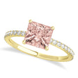 Princess Morganite & Diamond Hidden Halo Engagement Ring 18k Yellow Gold (0.89ct)