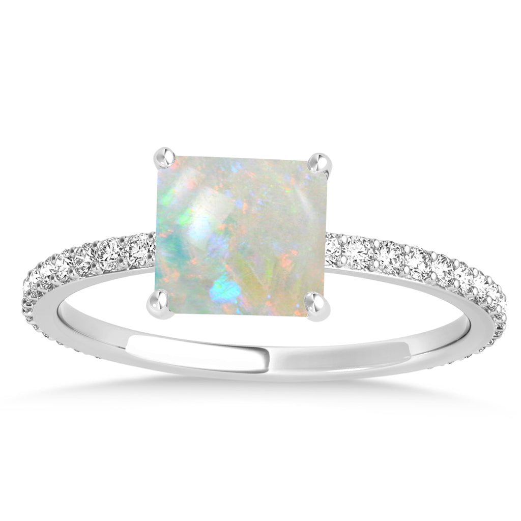Princess Opal & Diamond Hidden Halo Engagement Ring Platinum (0.89ct)
