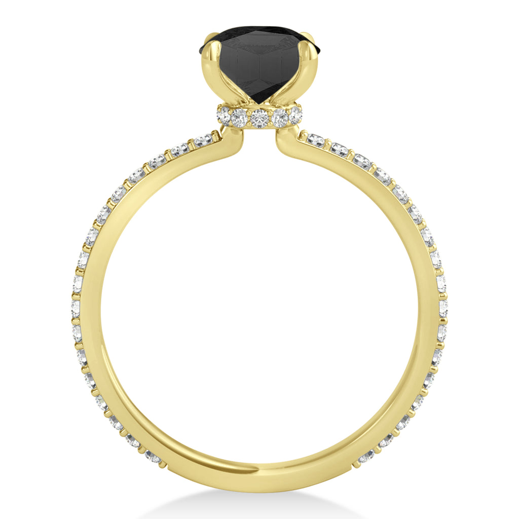 Princess Onyx & Diamond Hidden Halo Engagement Ring 14k Yellow Gold (0.89ct)